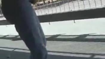 Golden-haired babe crapping beneath the overpass